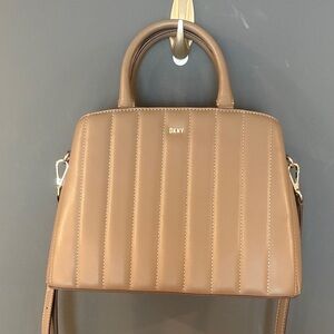 DKNY Brown Vertical Stitch Satchel